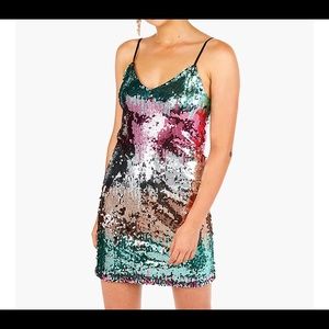 NWT Express multi color sequin cocktail dress